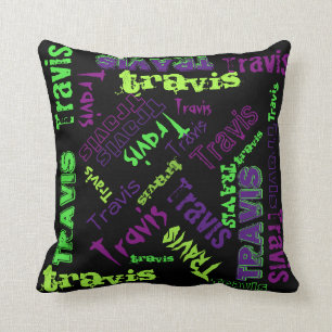 Zwarte Kussen Neon Groen Violet Paarse Naam Collag