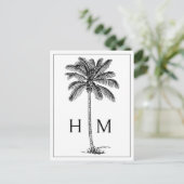 Zwarte Kust Palmetto Palm Monogram Briefkaart (Staand voorkant)