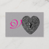 ZWARTE KUSTMATIGE LACE HEART MONOGRAM Roze grijs p Visitekaartje (Achterkant)