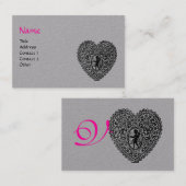 ZWARTE KUSTMATIGE LACE HEART MONOGRAM Roze grijs p Visitekaartje (Voorkant / Achterkant)
