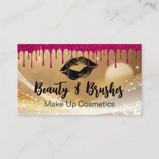 Zwarte kusvlek | Goud glitters en druip Visitekaartje (Voorkant)