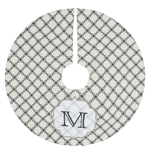Zwarte kwartfoil Quart Monogram Initiaal Kerstboom Rok (Voorkant)