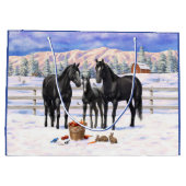 zwarte kwartpaarden in sneeuw groot cadeauzakje (Achterkant)
