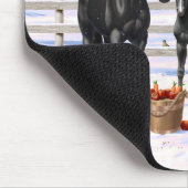 zwarte kwartpaarden in sneeuw muismat (Hoek)