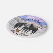 zwarte kwartpaarden in sneeuw papieren bordje (Gekanteld)