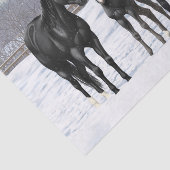 zwarte kwartpaarden in sneeuw tissuepapier (Detail)
