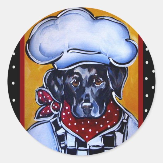 Zwarte Lab Chef Ronde Sticker (Voorkant)