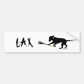 Zwarte lab die Lacrosse Bumpersticker speelt