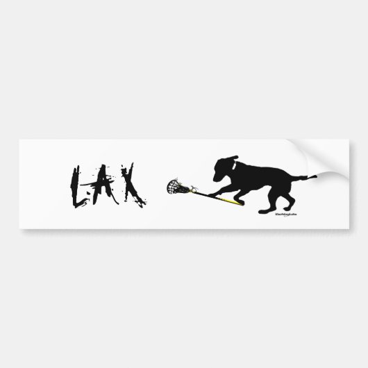 Zwarte lab die Lacrosse Bumpersticker speelt (Voorkant)