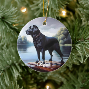 Zwarte Lab en meer Keramisch Ornament
