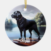 Zwarte Lab en meer Keramisch Ornament (Voorkant)
