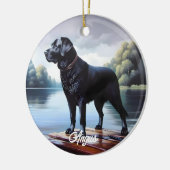 Zwarte Lab en meer Keramisch Ornament (Links)