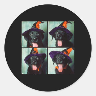 Zwarte Lab Halloween Ronde Sticker