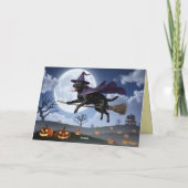Zwarte Lab Heks Halloween Kaart (Achterkant)