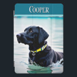 Zwarte Lab Hond in Water iPad Pro Cover<br><div class="desc">Dit iPad-ontwerp is voorzien van een prachtige afbeelding van een zwarte Labrador-hond in water. Maakt een groot geschenk voor de laboratoriumeigenaar of het hondenliefhebber. Pas het aan met je achternaam. Geweldig geschenk! Creëer door Simply Farmhouse Press.</div>