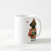 Zwarte Lab hond Kerst Aangepaste Naam Koffiemok (Voorkant rechts)