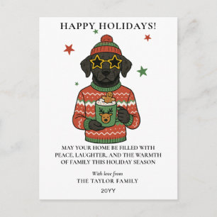 Zwarte Lab hond lelijke trui Kerstmis Feestdagenkaart