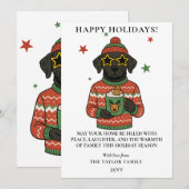 Zwarte Lab hond lelijke trui Kerstmis Feestdagenkaart (Voorkant / Achterkant)