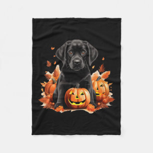 Zwarte Lab hond Moeder Vader Halloween Herfst Grap Fleece Deken