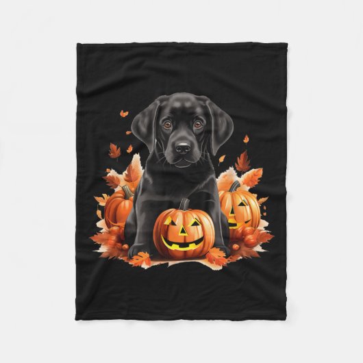 Zwarte Lab hond Moeder Vader Halloween Herfst Grap Fleece Deken (Voorkant)