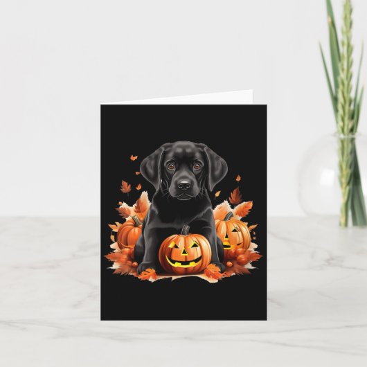Zwarte Lab hond Moeder Vader Halloween Herfst Grap Kaart (Voorkant)