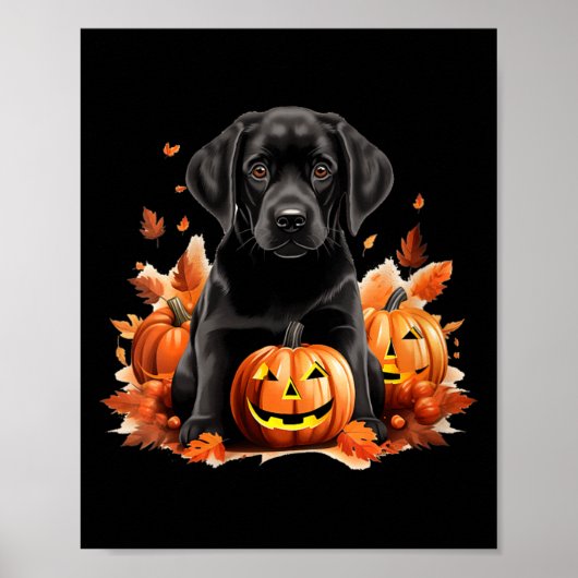 Zwarte Lab hond Moeder Vader Halloween Herfst Grap Poster (Voorkant)