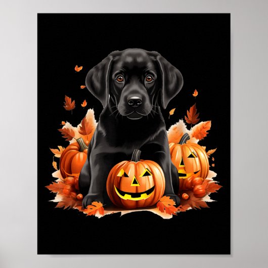 Zwarte Lab hond Moeder Vader Halloween Herfst Grap Poster (Voorkant)