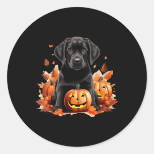 Zwarte Lab hond Moeder Vader Halloween Herfst Grap Ronde Sticker