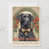 Zwarte Lab hond vintage kerstkaart (Voorkant)