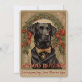 Zwarte Lab hond Vintage Kerstkaart