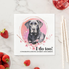 Zwarte Lab Huwelijks Servetten Met Honden Foto