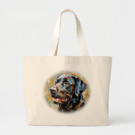 Zwarte Lab-impressionisme-kunsttas Grote Tote Bag