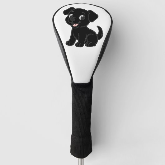 Zwarte Lab Kartel Zittend Golfheadcover (Voorkant)