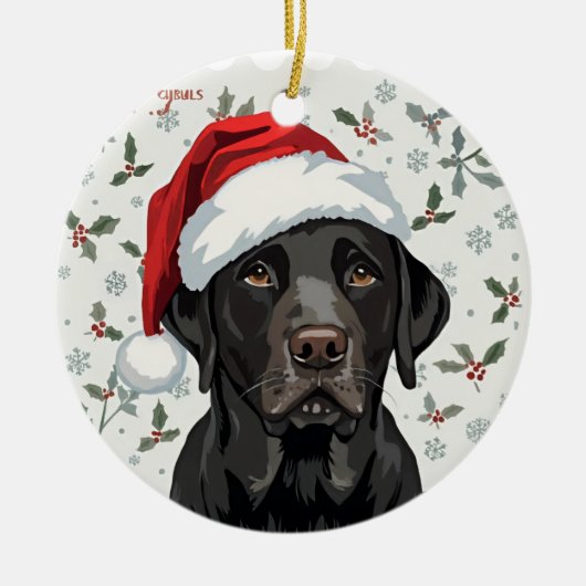 Zwarte lab keramisch ornament (Voorkant)
