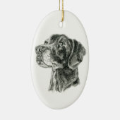 Zwarte Lab Keramisch Ornament (Rechts)