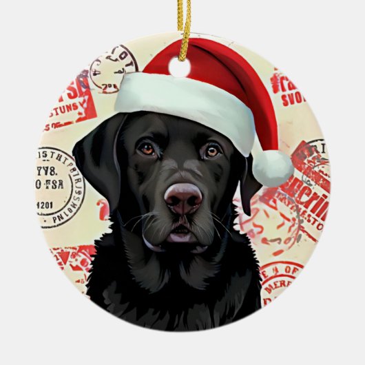 Zwarte lab keramisch ornament (Voorkant)