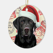 Zwarte lab keramisch ornament (Links)