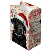 Zwarte lab kerst medium cadeauzakje (Voorkant Gekanteld)