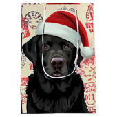 Zwarte lab kerst medium cadeauzakje (Achterkant)