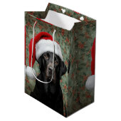Zwarte lab kerst medium cadeauzakje (Voorkant Gekanteld)
