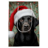 Zwarte lab kerst medium cadeauzakje (Achterkant)