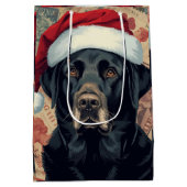 Zwarte lab kerst medium cadeauzakje (Achterkant)