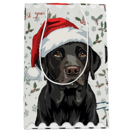 Zwarte lab kerst medium cadeauzakje