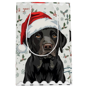 Zwarte lab kerst medium cadeauzakje