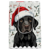 Zwarte lab kerst medium cadeauzakje (Achterkant)