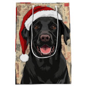 Zwarte lab kerst medium cadeauzakje (Achterkant)