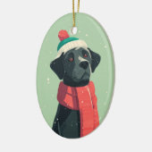 Zwarte Lab Kerstcadeau Keramisch Ornament (Links)