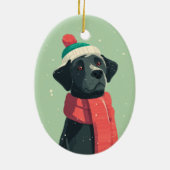 Zwarte Lab Kerstcadeau Keramisch Ornament (Achterkant)