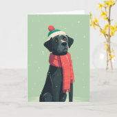 Zwarte Lab Kerstgroet Kaart (Gele Bloem)