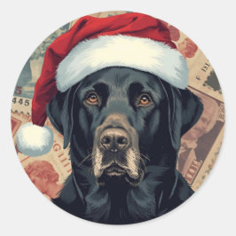 Zwarte lab Kerstmis Ronde Sticker